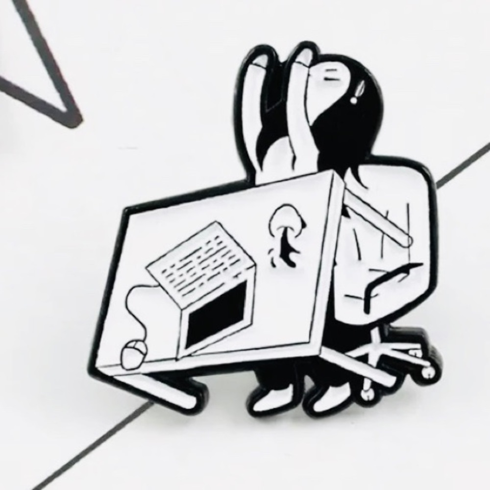 🎁 👀 Awesome Girl Flipping Desk Enamel Pin NWOT